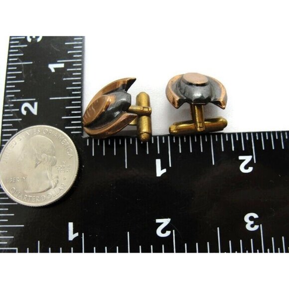 Vintage Modernist Cufflinks Copper Tone Unique Design  Shirt Accessories Wedding - Picture 13 of 13